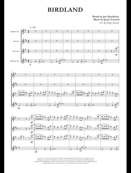 Birdland (Arr. Diego Marani) - Manhattan Transfer (Woodwind Ensemble)