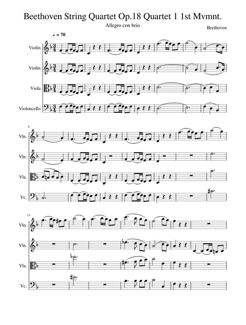 Beethoven String Quartet Op. 18 Quartet 1, 1st Mvmnt.