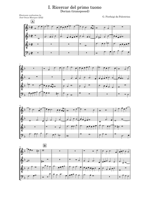 G. P. da Palestrina: Ricercar del primo tuono