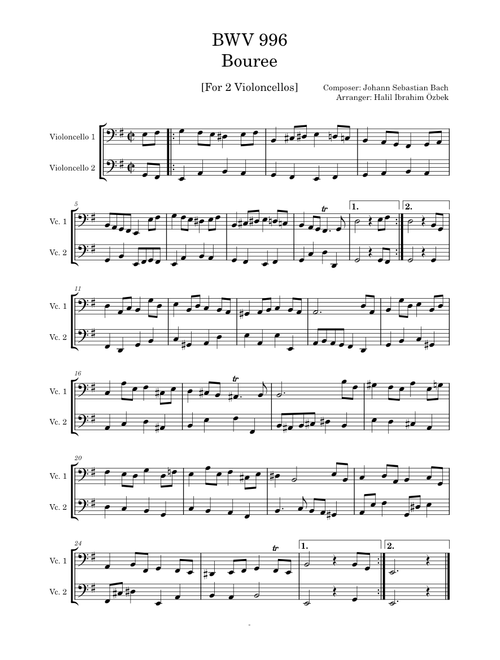 Johann Sebastian Bach - Bouree [BWV 996]