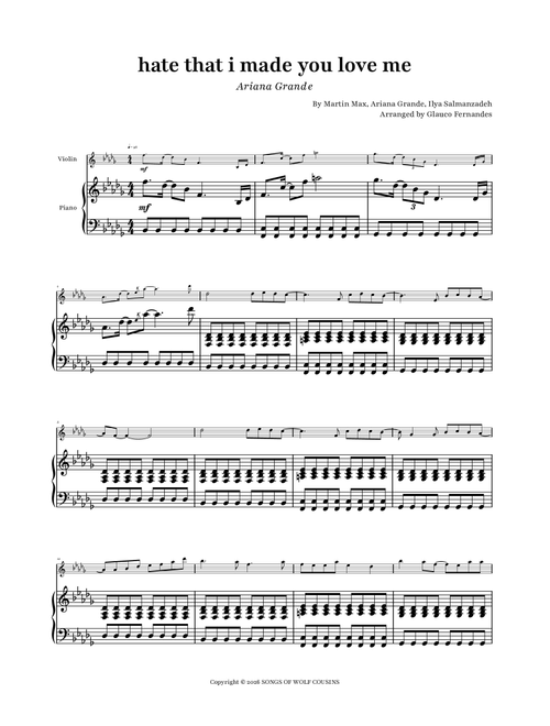 Hate That I Made You Love Me (Arr. Glauco Fernandes) - Ariana Grande, Martin Max, Ilya Salmanzadeh (Violin and Piano)