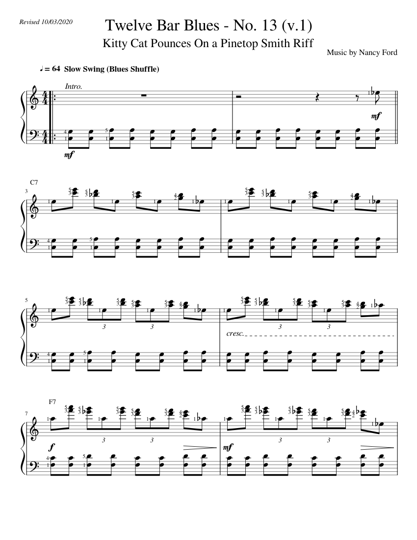 Twelve-Bar Blues No 13 (v1 - slow) Kitty Cat Pounces On a Pinetop