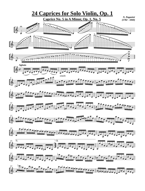 Caprice No. 5 in A minor, Op. 1, No. 5 – Niccolò Paganini