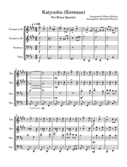 Katyusha (Катюша) (Arr. Alexander Shawver) - Matvey Blanter (Brass Ensemble)