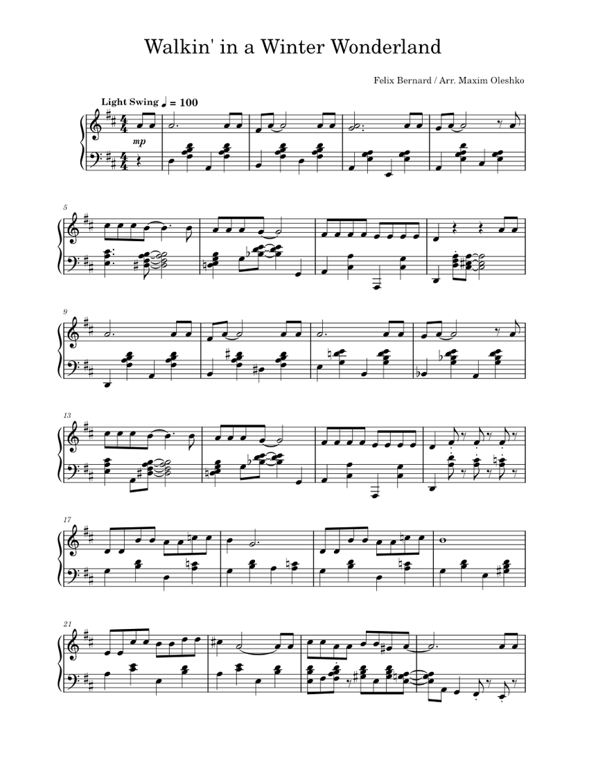 Walkin' in a Winter Wonderland Sheet music for Piano (Solo)