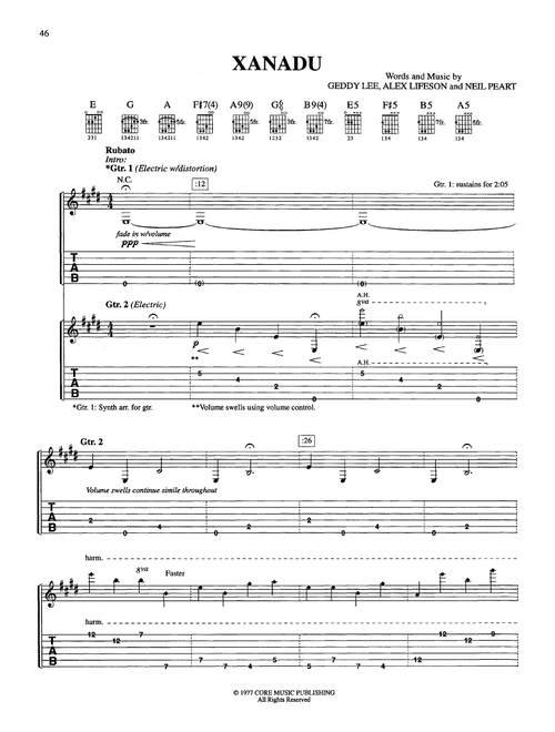 Xanadu - Rush (Guitar Tab)