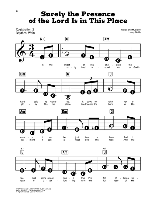 Surely The Presence Of The Lord Is In This Place - Lanny Wolfe (E-Z Play Today)