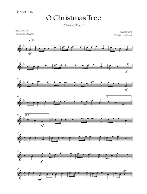O Christmas Tree "O Tannenbaum" (Clarinet Solo) - Christmas Carol (Arr. Henrique Oliveira) - Traditional Christmas Carol (Clarinet Solo)