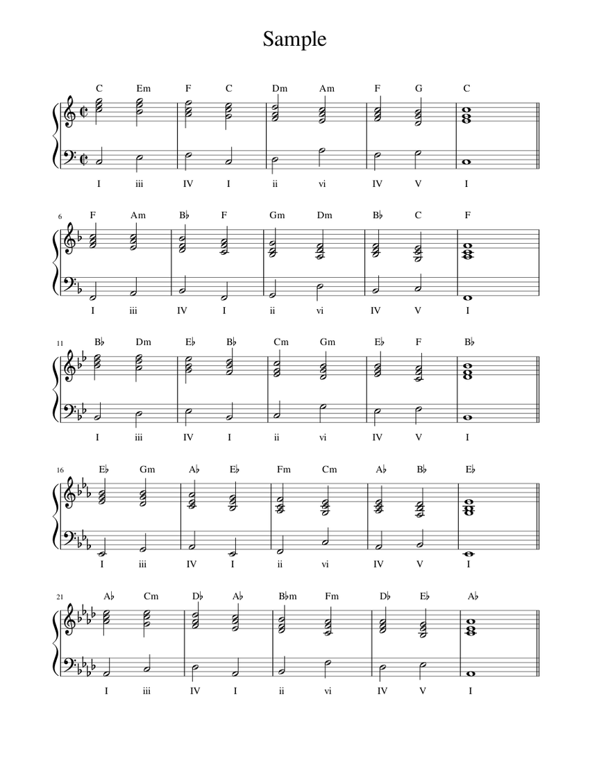Easy Chord Progression Exercise Sheet music for Piano (Solo ...