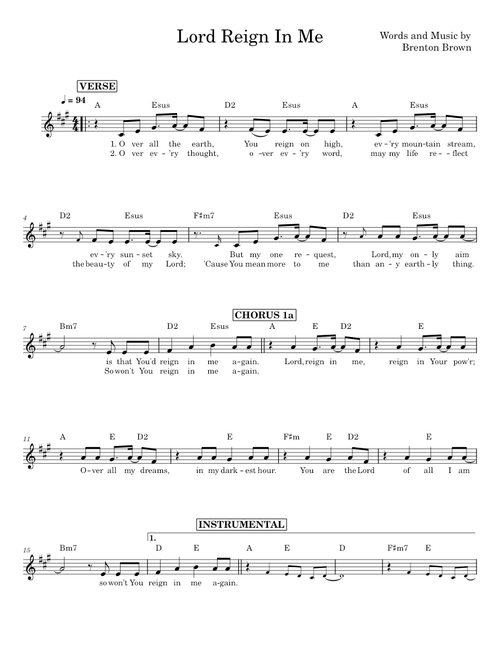 Lord reign in me - Brenton Brown