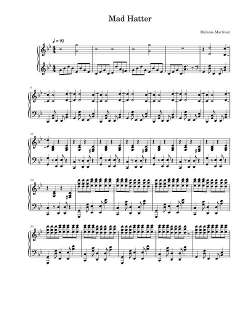 Mad Hatter (Arr. Melanie Martinez) (Piano Solo)