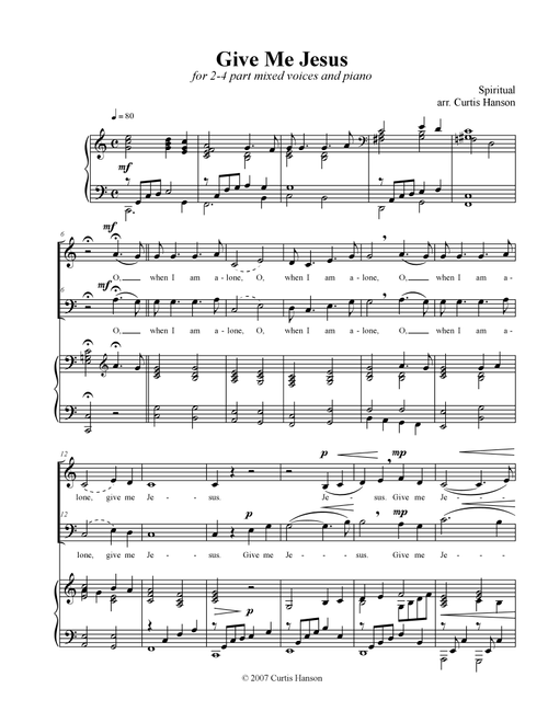 Give Me Jesus (SB) (Arr. Curtis Hanson) - American Spiritual (Choral, 2-Part)
