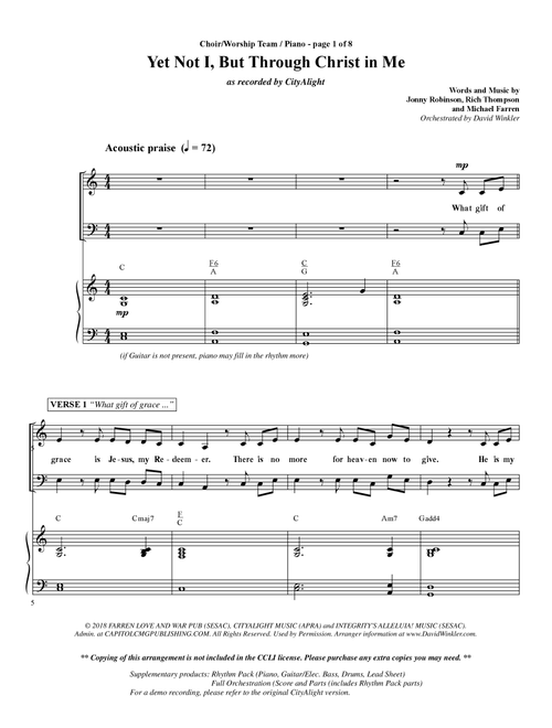 Yet Not I But Through Christ In Me (Arr. David Winkler) - CityAlight (Choral, SATB)