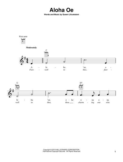 Aloha Oe - Queen Liliuokalani (Ukulele)