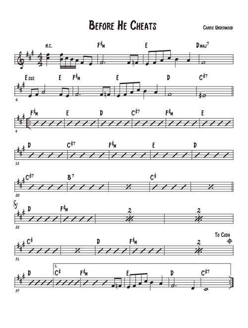 Before He Cheats (Arr. David M. Fagnant) - Carrie Underwood (Piano-Vocal-Guitar)