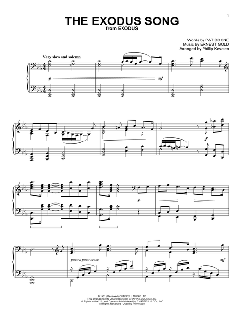 The Exodus Song (from Exodus) (arr. Phillip Keveren) - Pat Boone, Ernest Gold (Piano Solo)