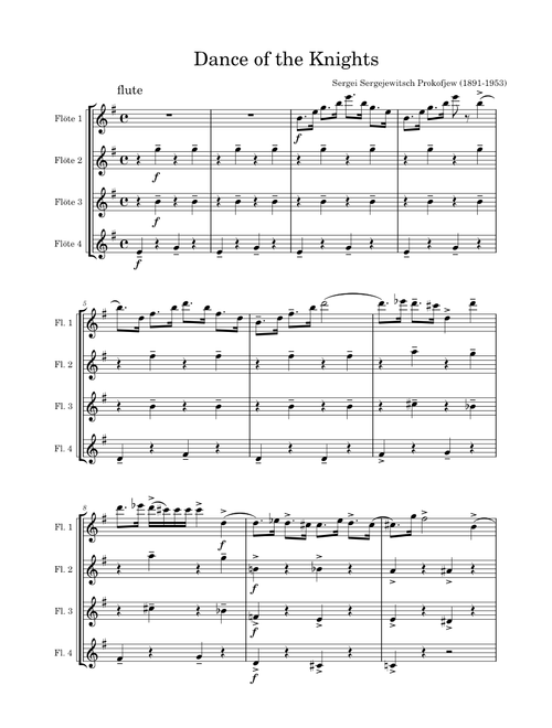 Romeo and Juliet, Op 64, No 13, Dance of the Knights – Sergei Prokofiev Dance of the knights- quartett