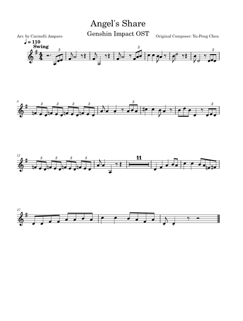 Angel's Share – Yu-Peng Chen Angel's Share Clarinet – Genshin Impact