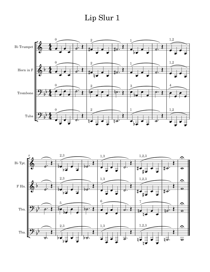 Lip Slur 1 Sheet music for Trombone, Tuba, Trumpet in bflat, French