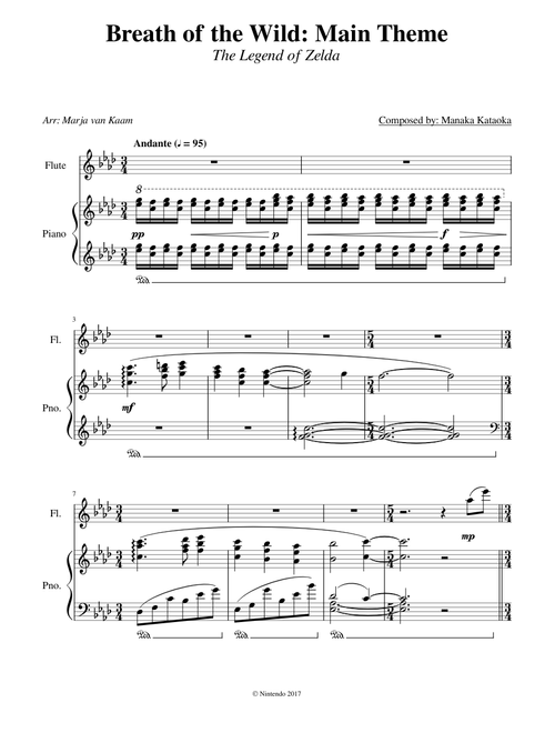 Breath of the Wild: Main Theme for Flute and Piano