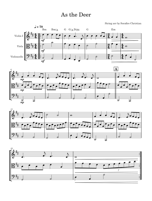 As the Deer (String Trio)