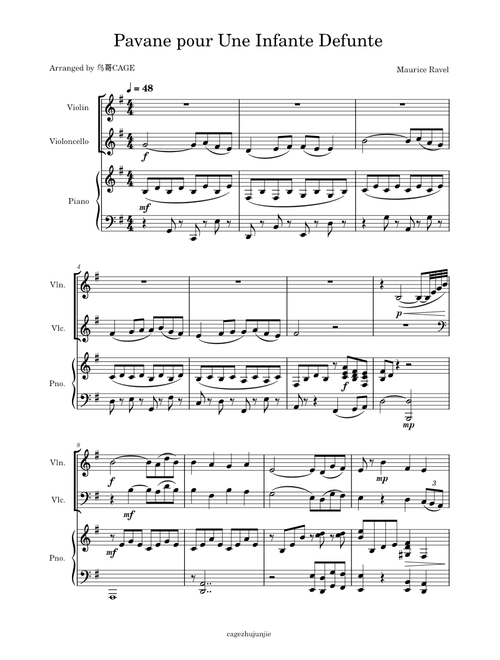 Pavane pour une infante defunte pavane for a dead princess – Maurice Ravel Pavane pour une infante defunte – Maurice Ravel - Piano Trio Arrangement