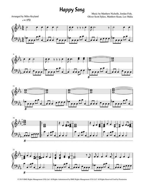 Happy Song (Arr. Miles Keyland) - Bring Me The Horizon (Piano Solo)