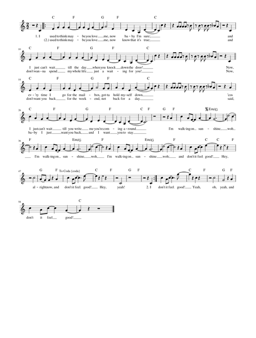 Leadsheet - Walking On Sunshine - Katrina and the Waves