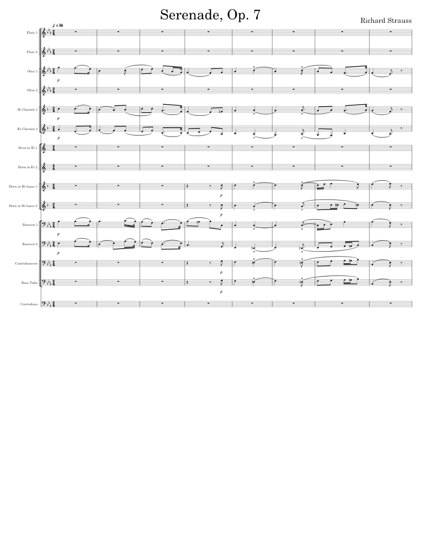 Serenade Op 7 Richard Strauss Sheet Music For Tuba Flute Oboe
