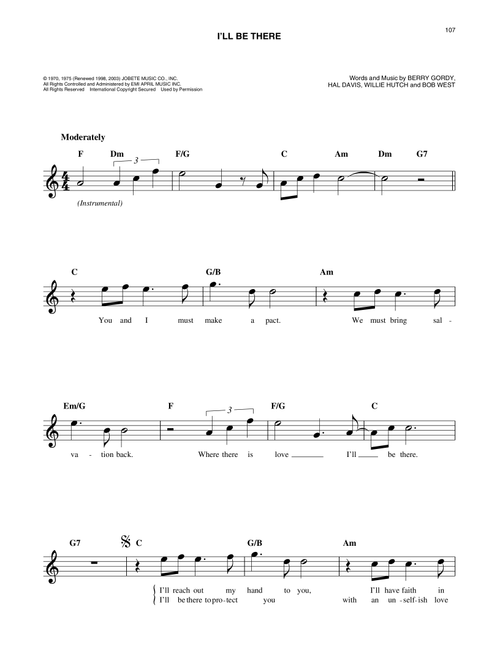 I'll Be There - The Jackson 5 (Easy Lead Sheet - Fake Book)