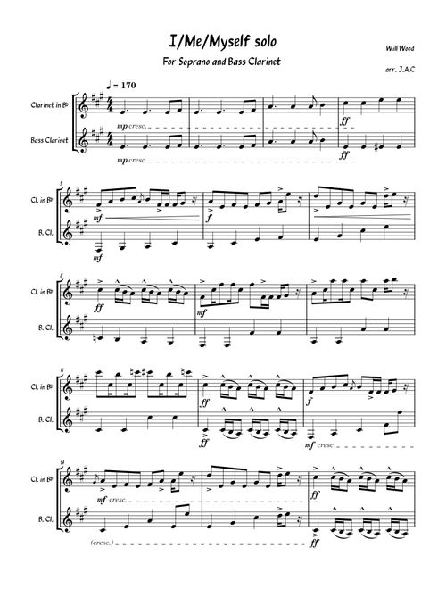 I/Me/Myself – Will Wood and the Tapeworms -Solo Bridge for Clarinet Duet