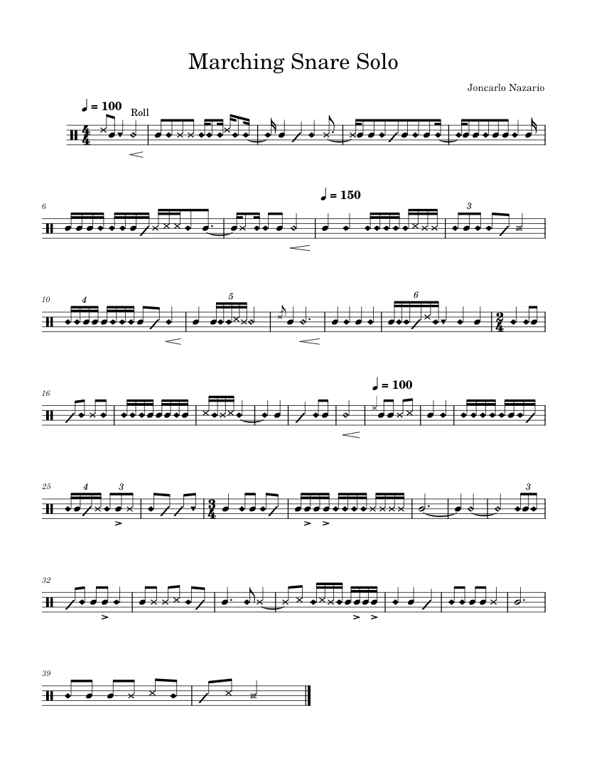 Marching Snare Solo Sheet Music for Snare drum (Solo)