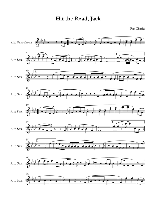 Hit The Road Jack (Arr. Nathan Kersey-Wilson) - Percy Mayfield (Alto Sax Solo)