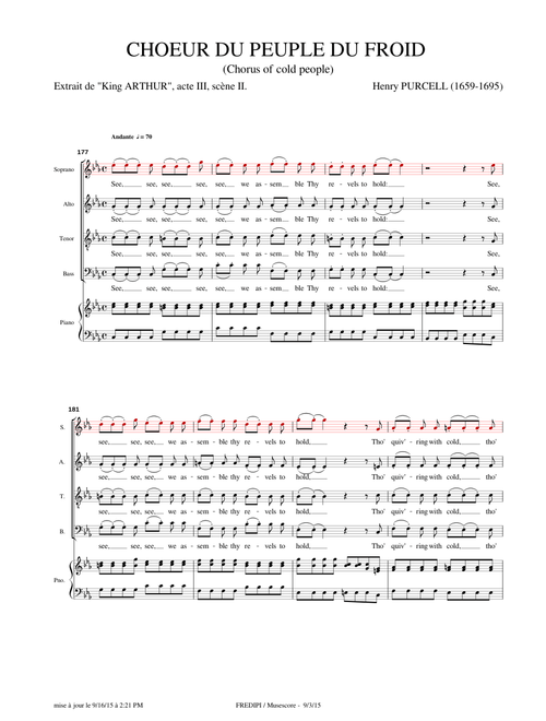 King Arthur, Z.628 - Chorus of cold people (Soprano voice) - Henry Purcell