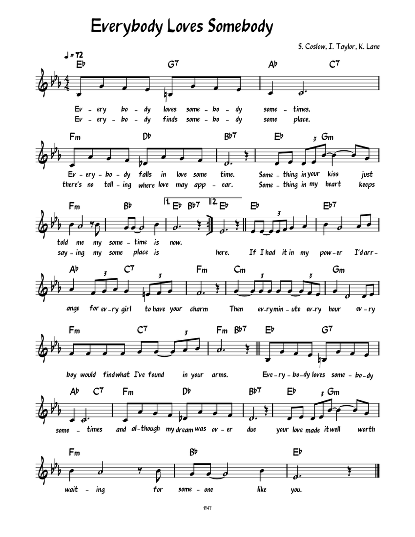 Everybody Loves Somebody Sheet music for Piano (Solo)