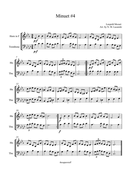Minuet #4 (Arr. Nick Lacanski) - Mozart, Leopold (Instrumental Duet)