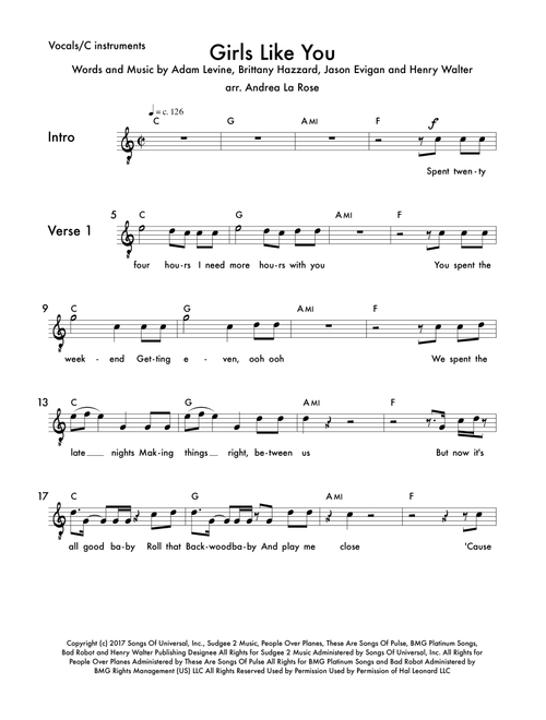 Girls Like You (Arr. Andrea La Rose) - Maroon 5 (Large Ensemble)