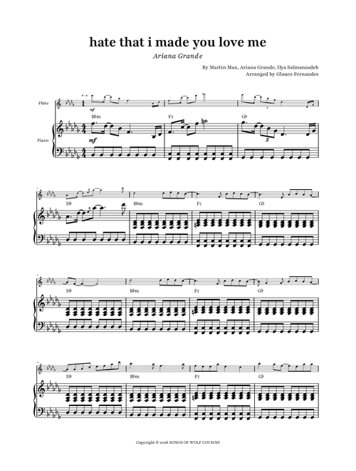 Hate That I Made You Love Me (Arr. Glauco Fernandes) - Ariana Grande, Martin Max, Ilya Salmanzadeh (Flute and Piano)