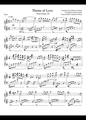 Theme of Love - Final Fantasy IV Sheet Music for Piano, Flute