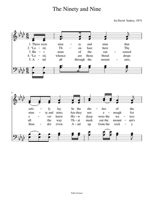 There were ninety and nine that safely lay (Sankey) - Ira David Sankey
