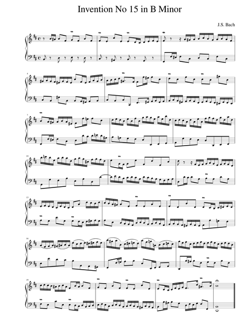J.S. Bach Invention No. 15 in B Minor