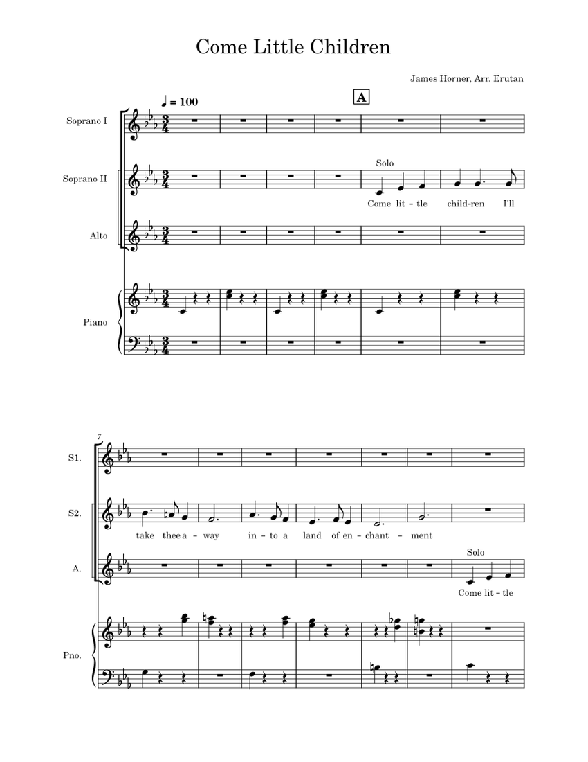 Come Little Children 10/18 Sheet Music for Piano, Soprano