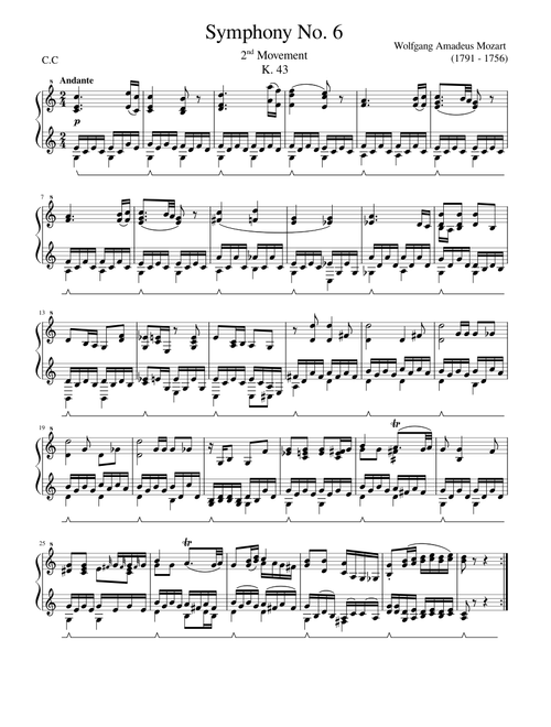 Symphony No. 6, K. 43 2nd Movement – Wolfgang Amadeus Mozart
