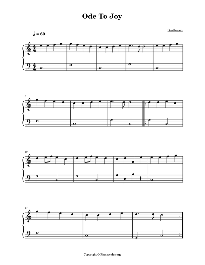 Ode To Joy – Ludwig van Beethoven Ode To Joy - Piano Sheet music for Piano (Solo) | Musescore.com