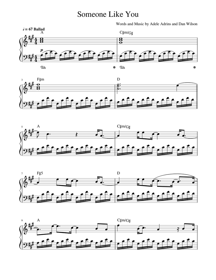 dolor de estómago vóleibol Fatal Someone Like You (easy piano) Sheet music for Piano (Solo) | Musescore.com