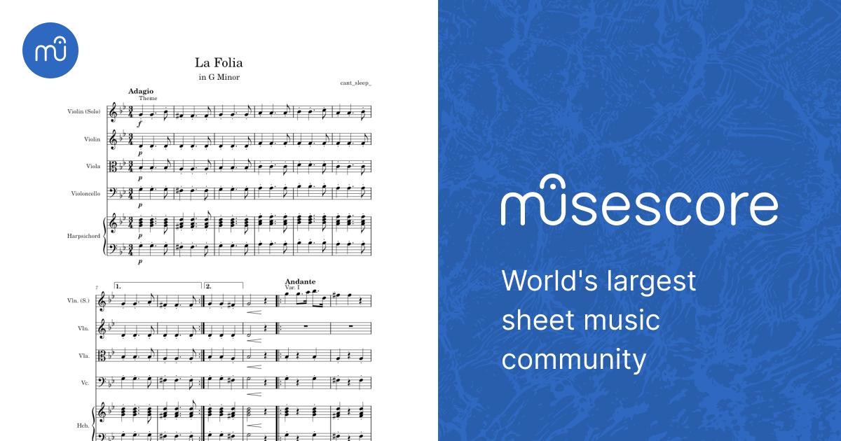 La Folia in G Minor Sheet Music for Harpsichord, Violin