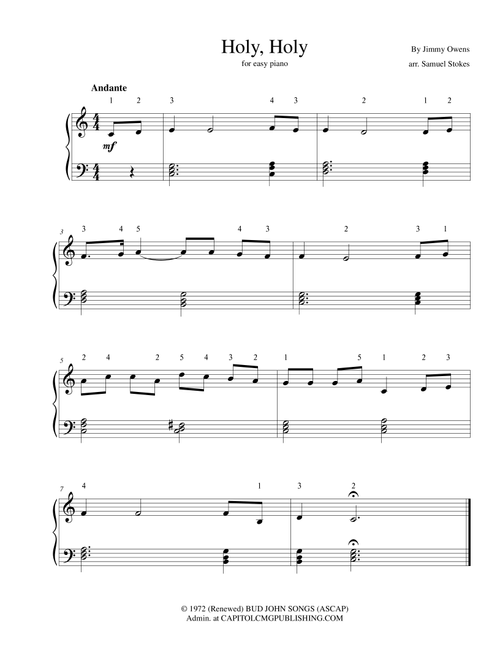 Holy, Holy (Arr. Samuel Stokes) - Jimmy Owens (Easy Piano)