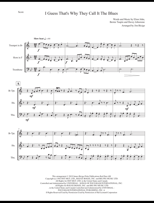 I Guess That's Why They Call It The Blues (Arr. Jim Bicigo) - Elton John (Brass Ensemble)