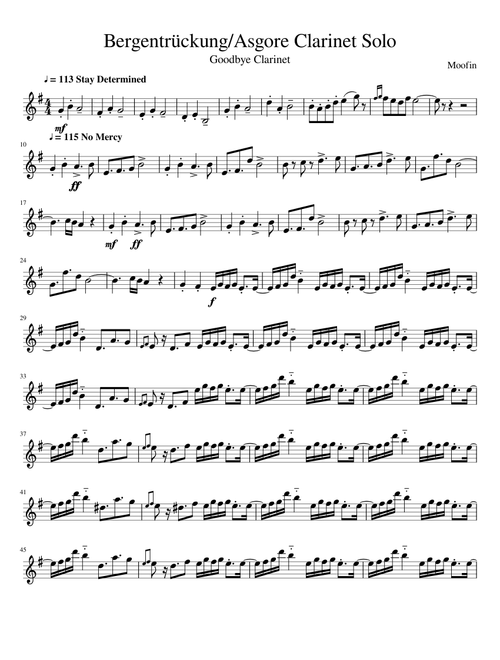 Bergentrückung/Asgore Clarinet Solo