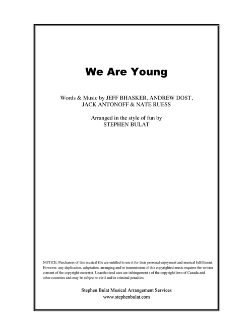 We Are Young (Arr. Stephen Bulat) - Fun. Featuring Janelle Monae (Small Ensemble)